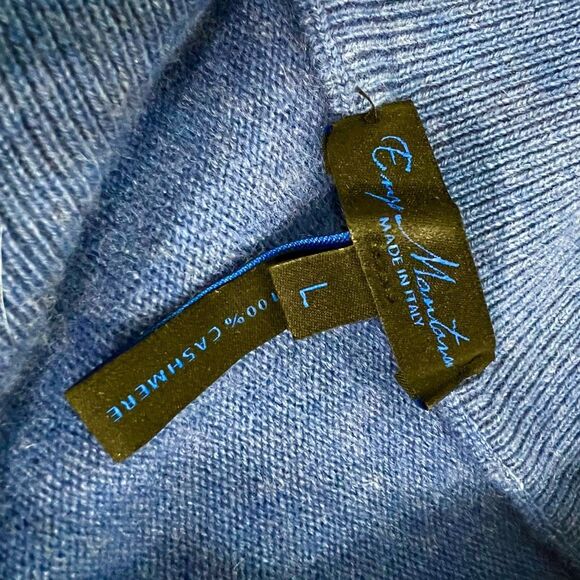 Enzo Mantovani Pullover Polo Sweater Large Cashmere Blue Knitted Italian Made - Picture 4 of 10